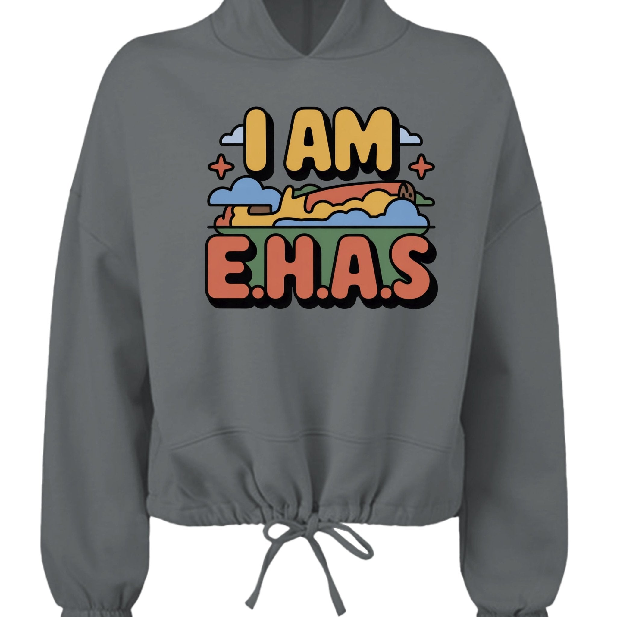 EHAS Ladies' Cropped Oversize Hooded Sweatshirt - Cornlegus