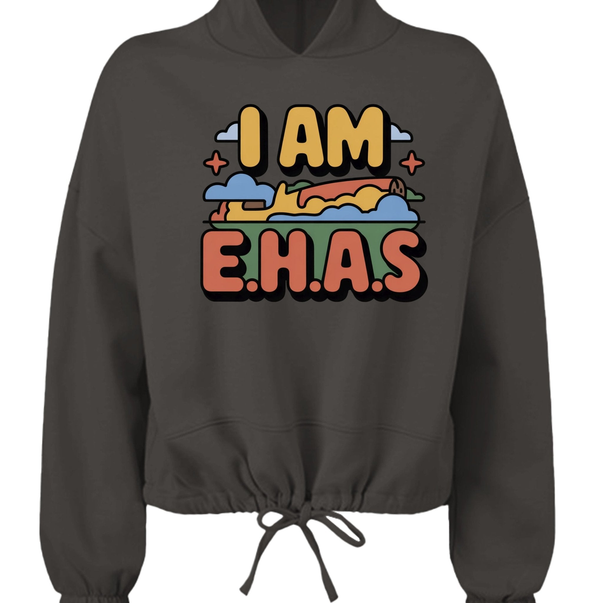 EHAS Ladies' Cropped Oversize Hooded Sweatshirt - Cornlegus
