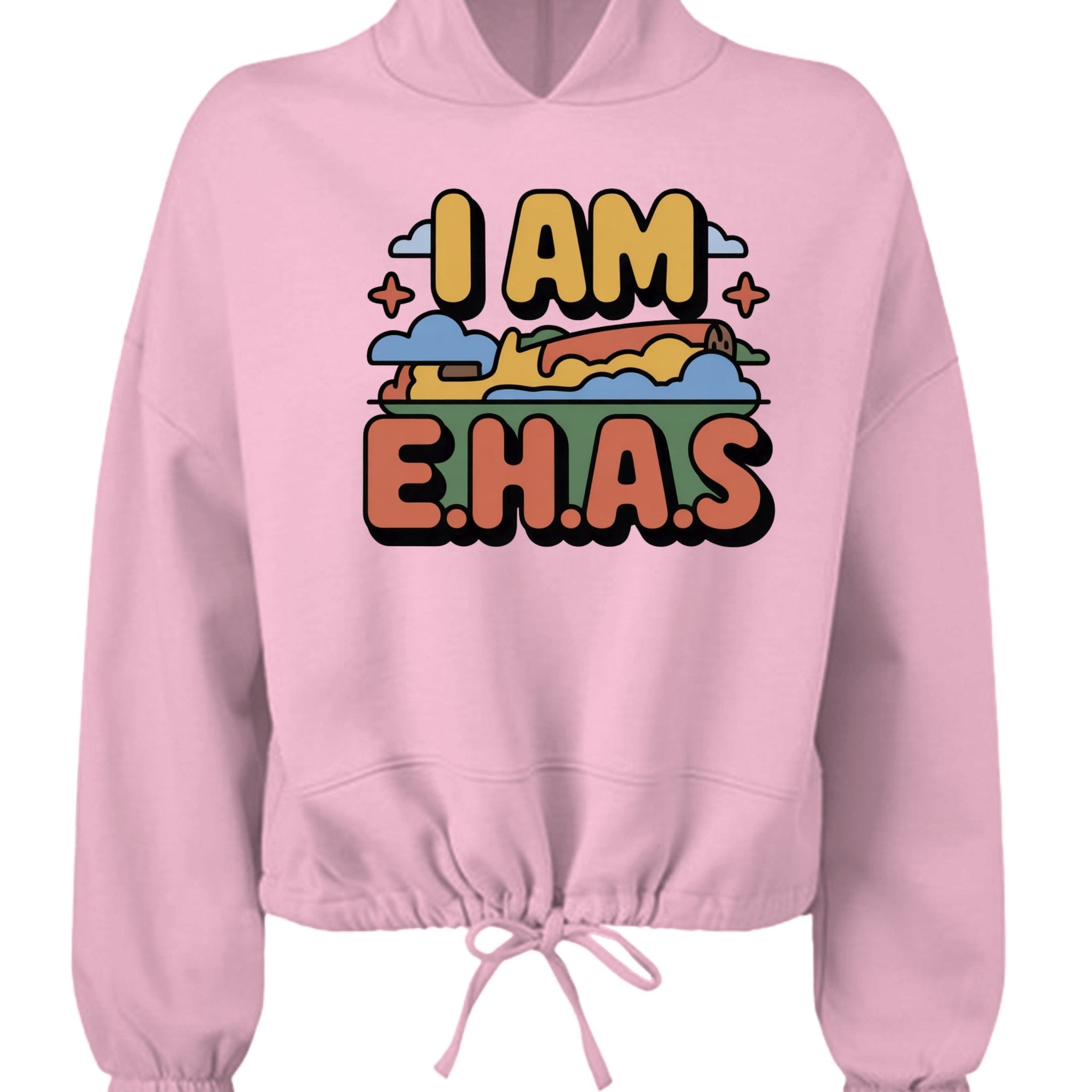 EHAS Ladies' Cropped Oversize Hooded Sweatshirt - Cornlegus