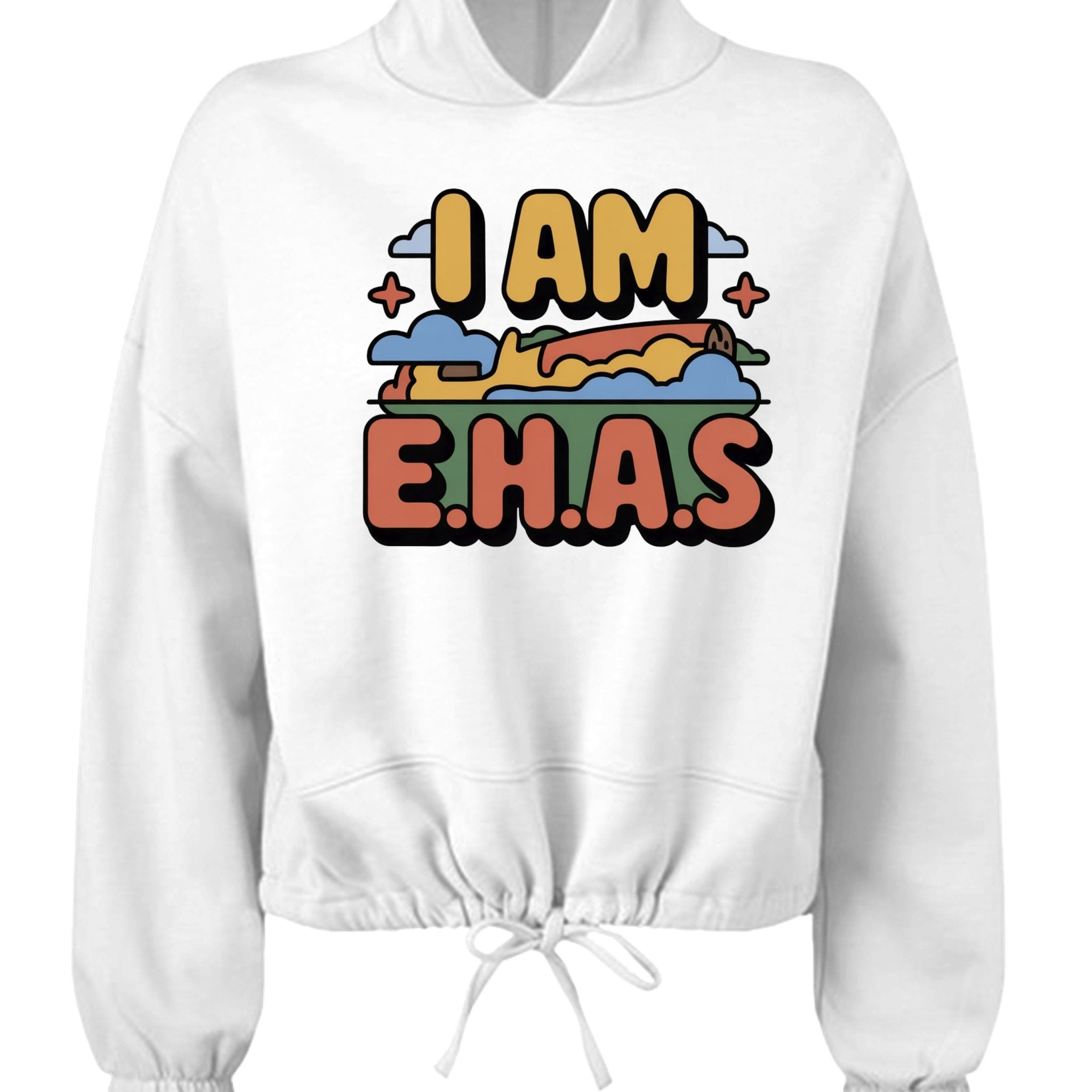 EHAS Ladies' Cropped Oversize Hooded Sweatshirt - Cornlegus