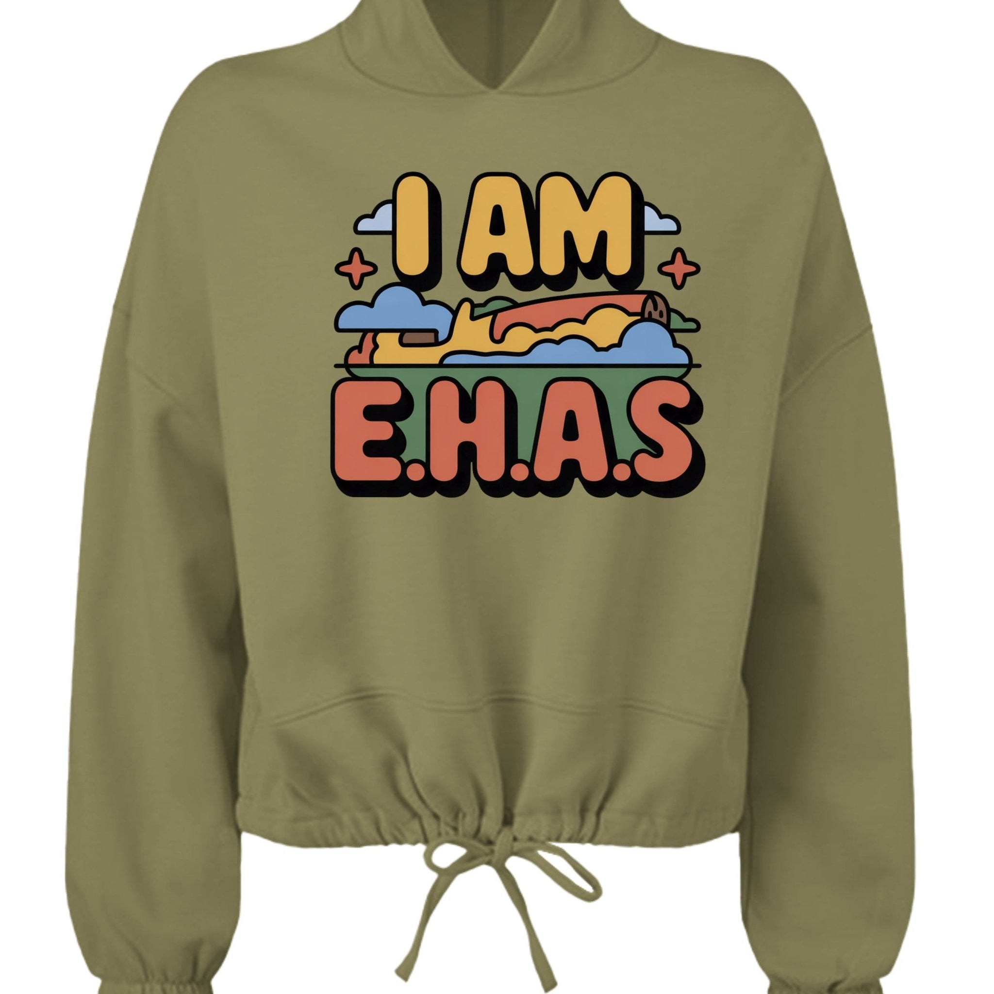 EHAS Ladies' Cropped Oversize Hooded Sweatshirt - Cornlegus