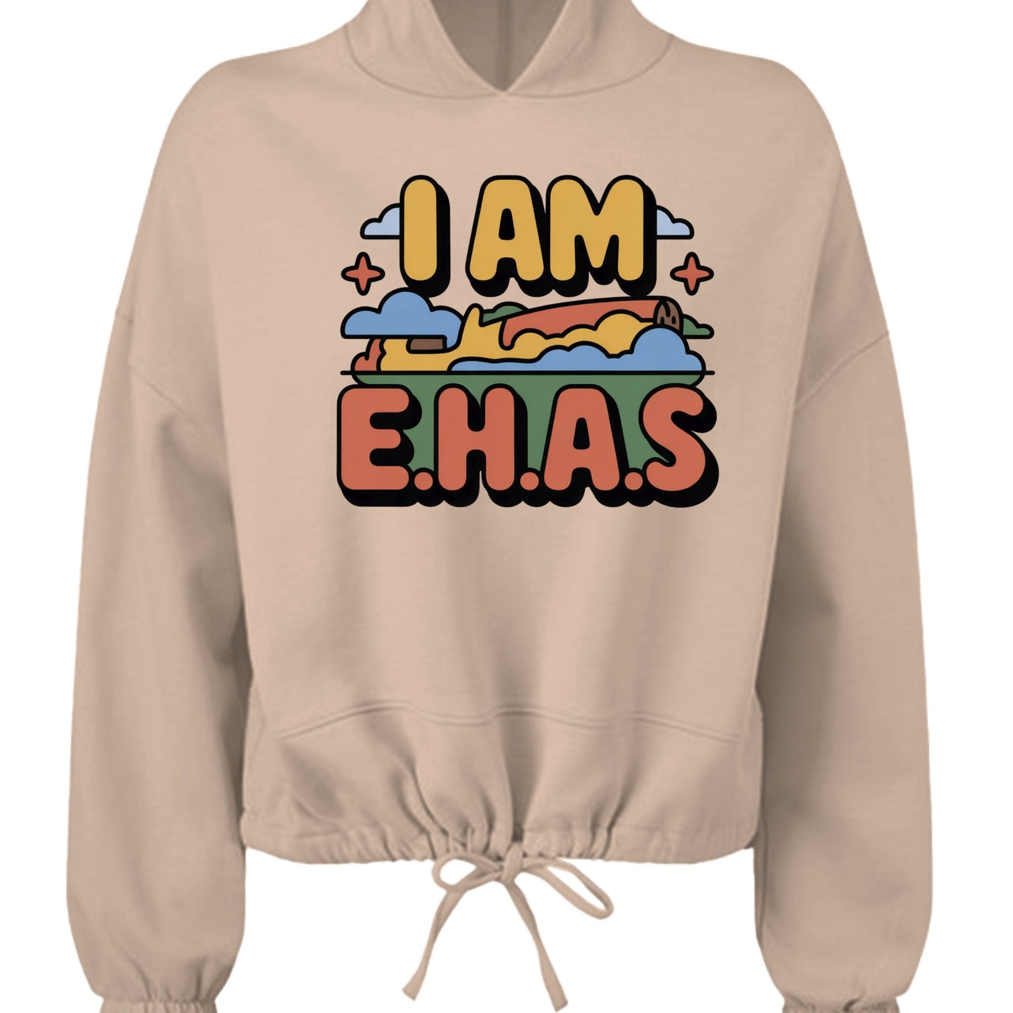 EHAS Ladies' Cropped Oversize Hooded Sweatshirt - Cornlegus